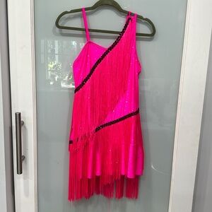 Revolution Dancewear Flapper Hot Pink Sequin Fringe Costume Dress Adult Sz M
